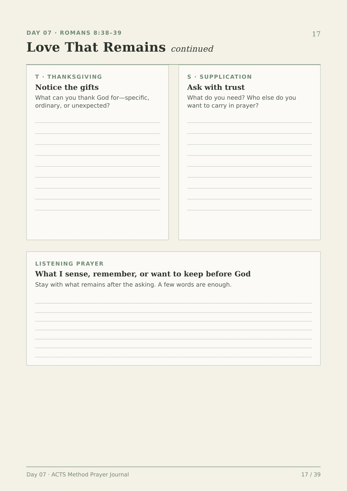 ACTS journal: a writing page
