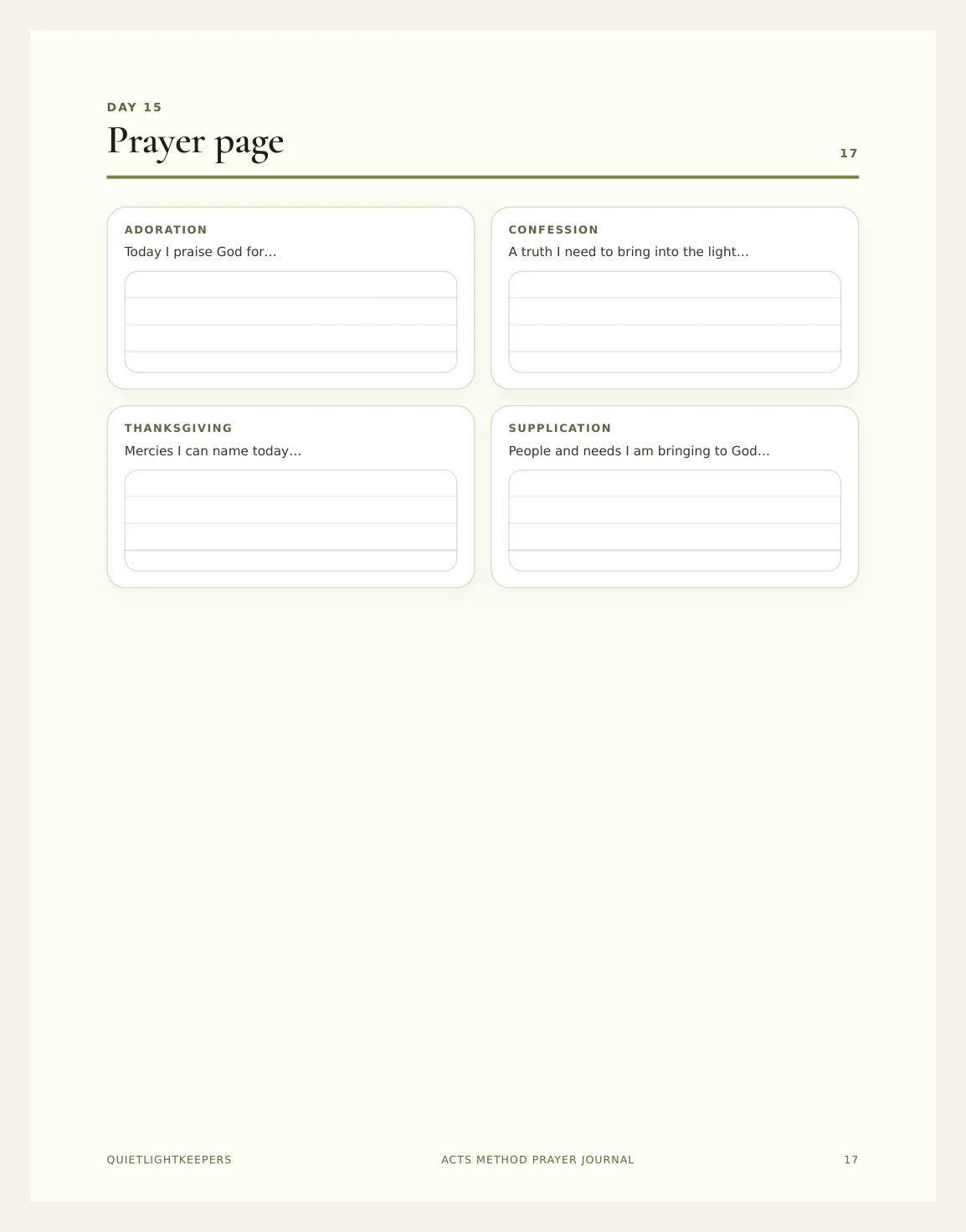 ACTS Method Prayer Journal — Preview page 2
