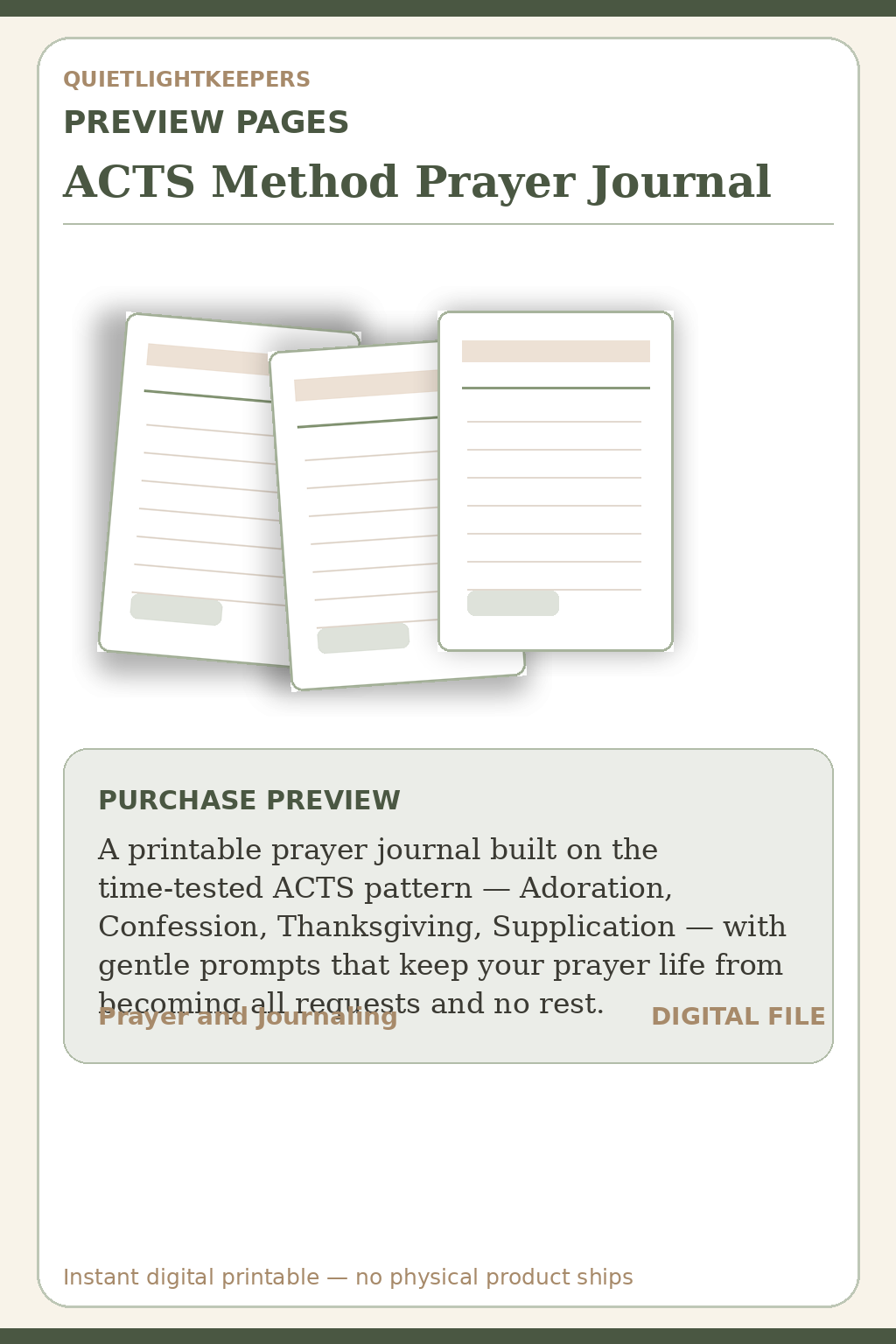 ACTS Method Prayer Journal — Acts Prayer Journal Preview Pages