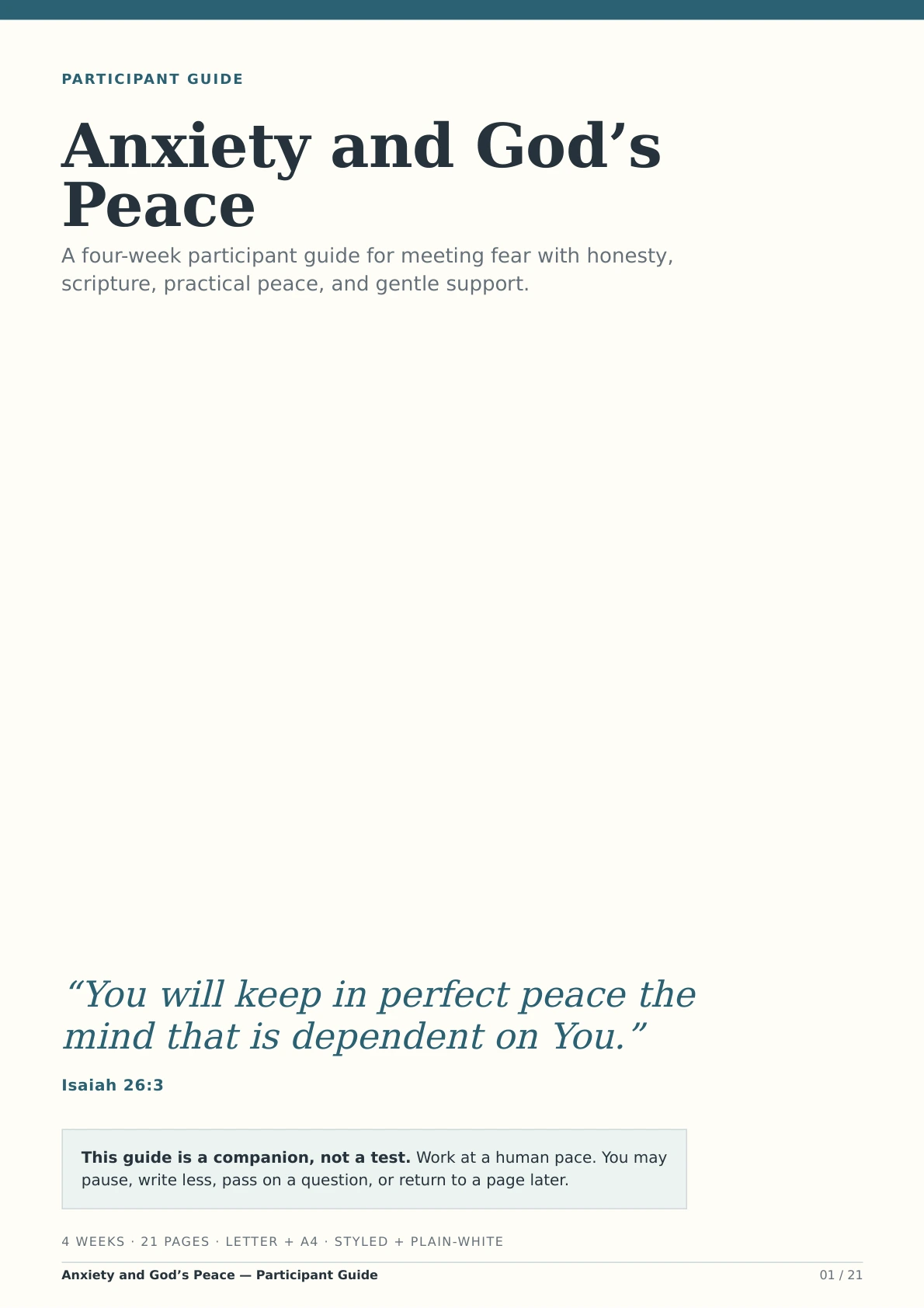 Anxiety and God's Peace — Topical Study for Women — Anxiety Participant Cover