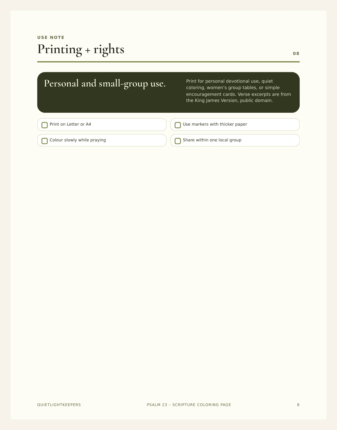 Psalm 23 — Scripture Coloring Page — Coloring Psalm 23 Actual Buyer Preview 3
