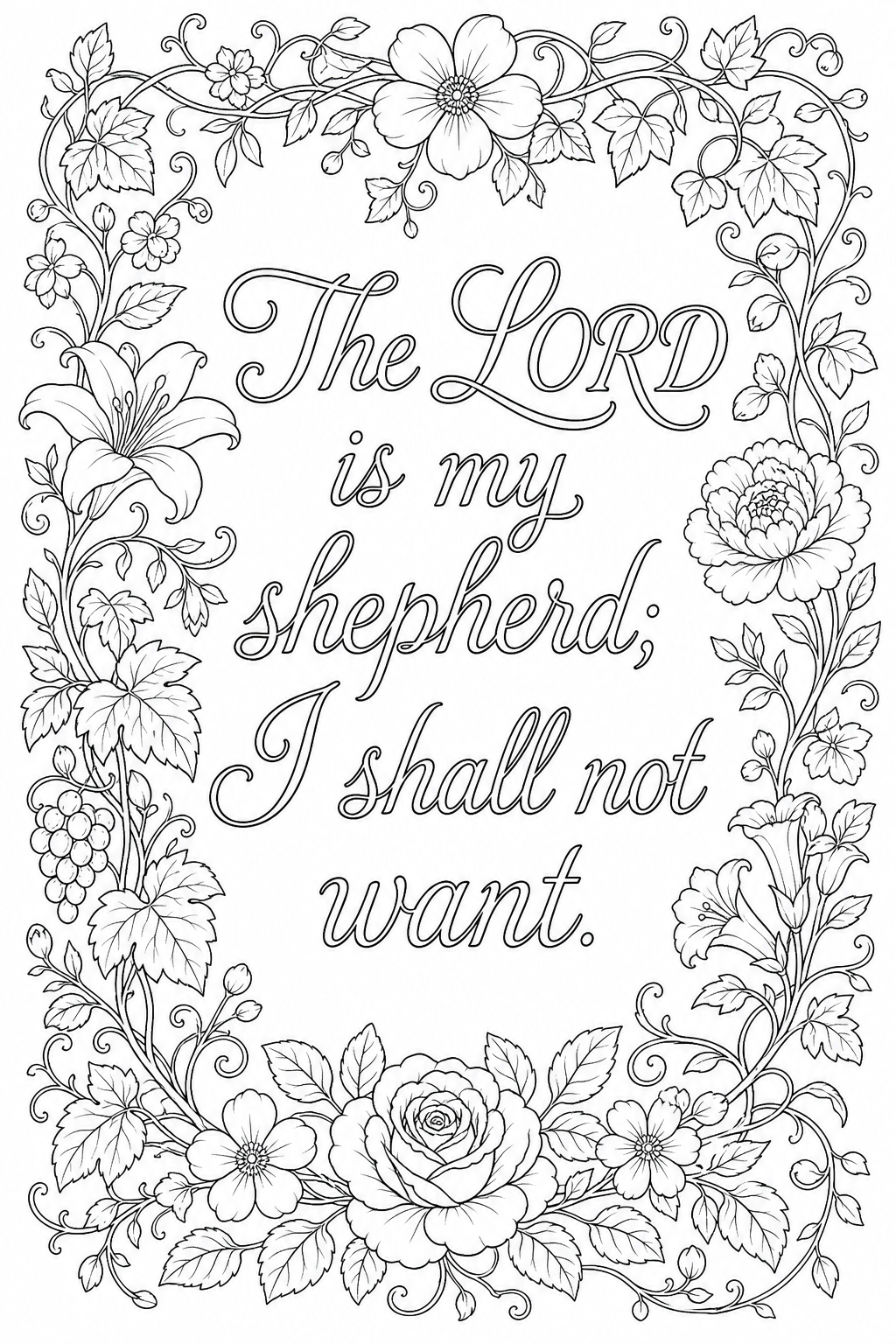 Psalm 23 — Scripture Coloring Page — Coloring Psalm 23
