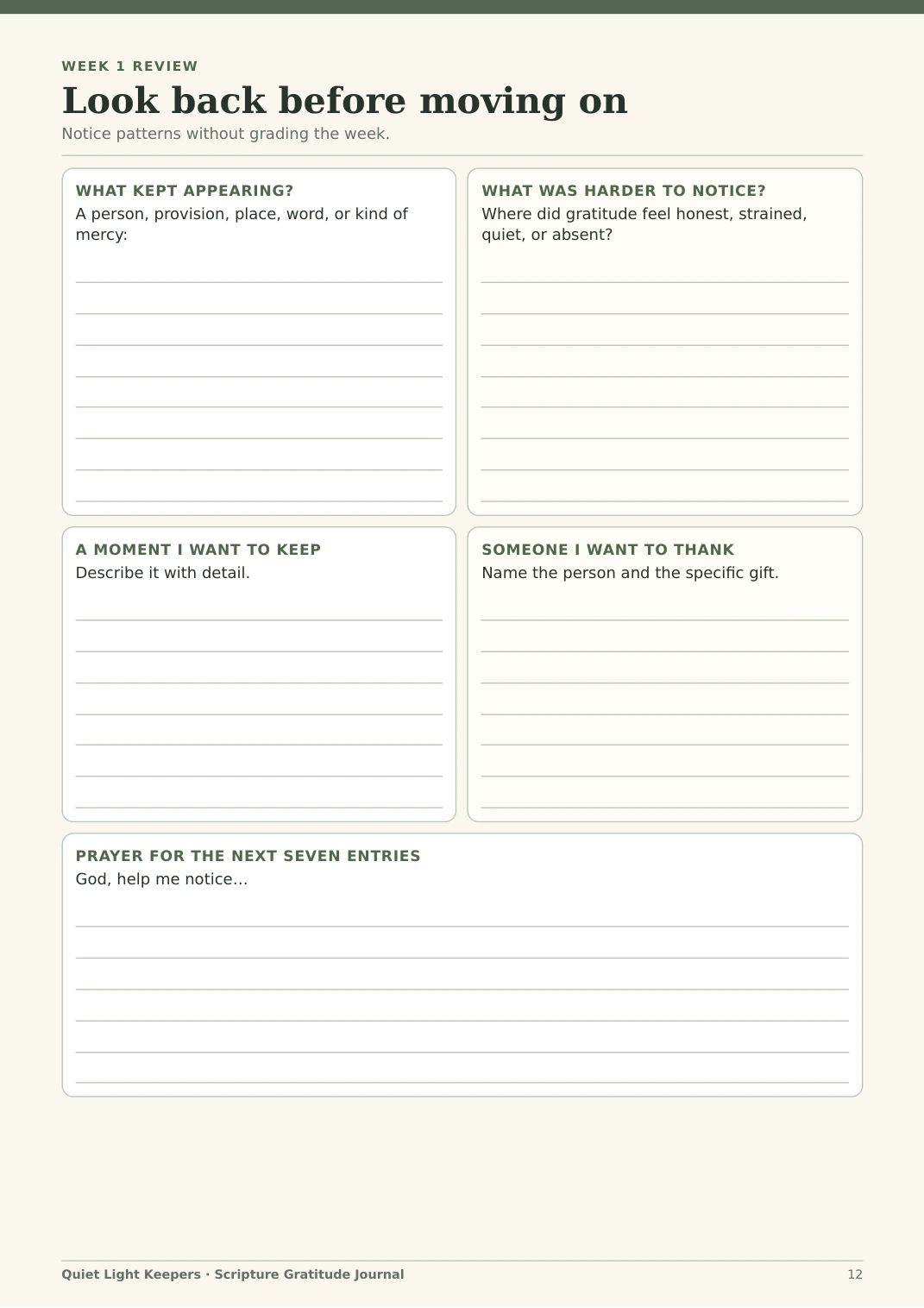 Scripture Gratitude Journal — Week One Review