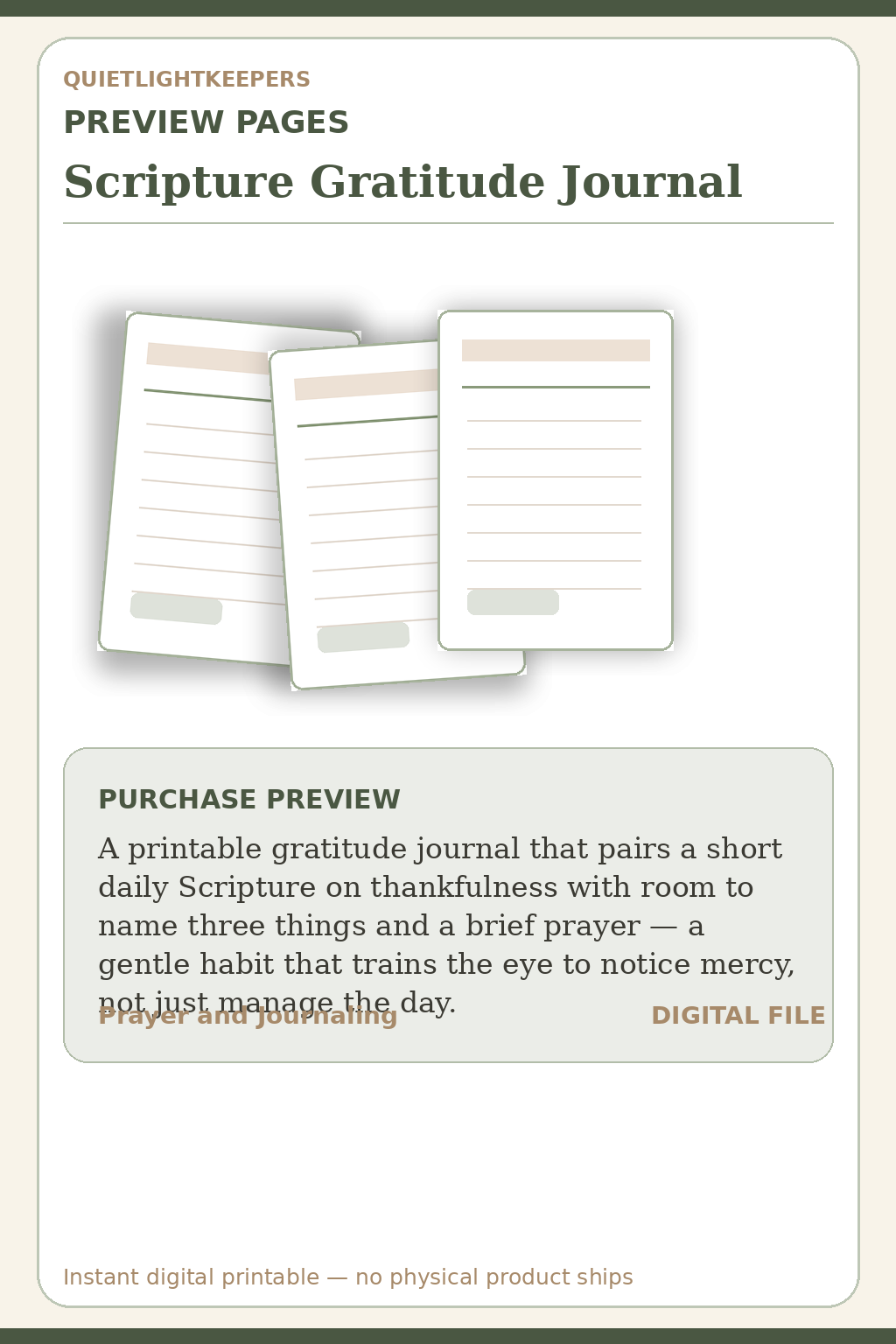 Scripture Gratitude Journal — Gratitude Journal Preview Pages