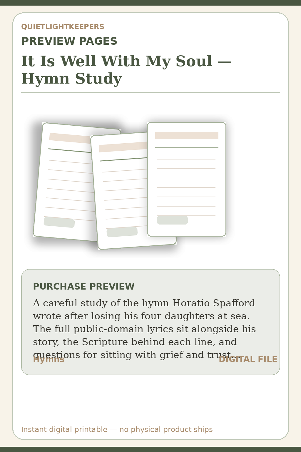 It Is Well With My Soul — Hymn Study — Hymn Study It Is Well Preview Pages