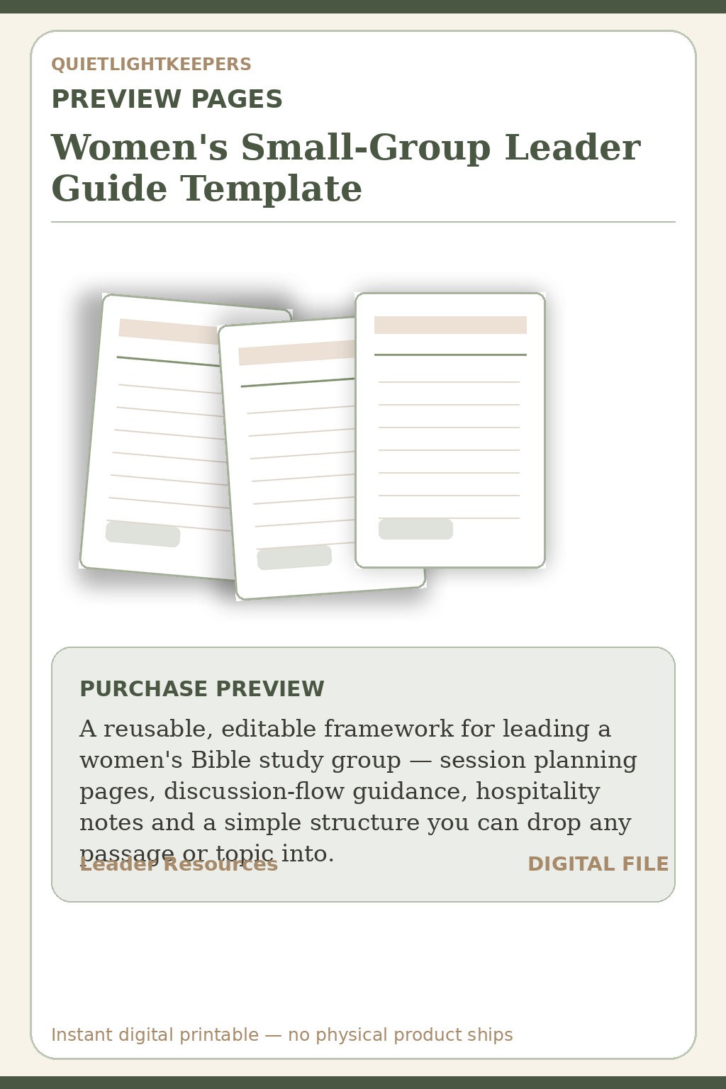 Women's Small-Group Leader Guide Template — Leader Guide Womens Small Group Preview Pages