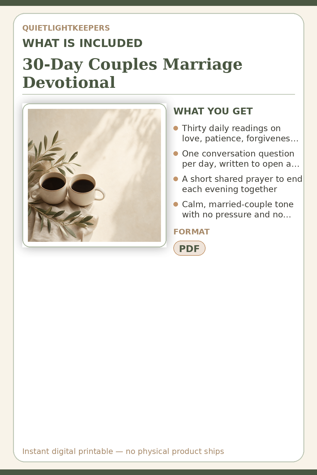 30-Day Couples Marriage Devotional — What is included
