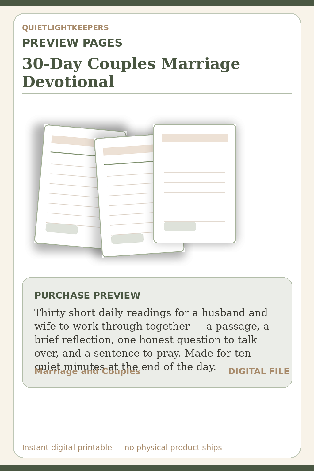 30-Day Couples Marriage Devotional — Marriage Devotional 30 Day Preview Pages