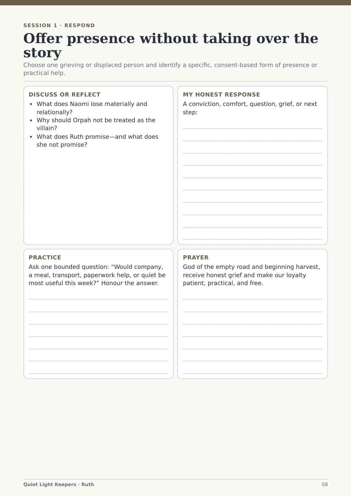 Book of Ruth — 4-Week Women's Bible Study — Ruth Participant Response Page 8