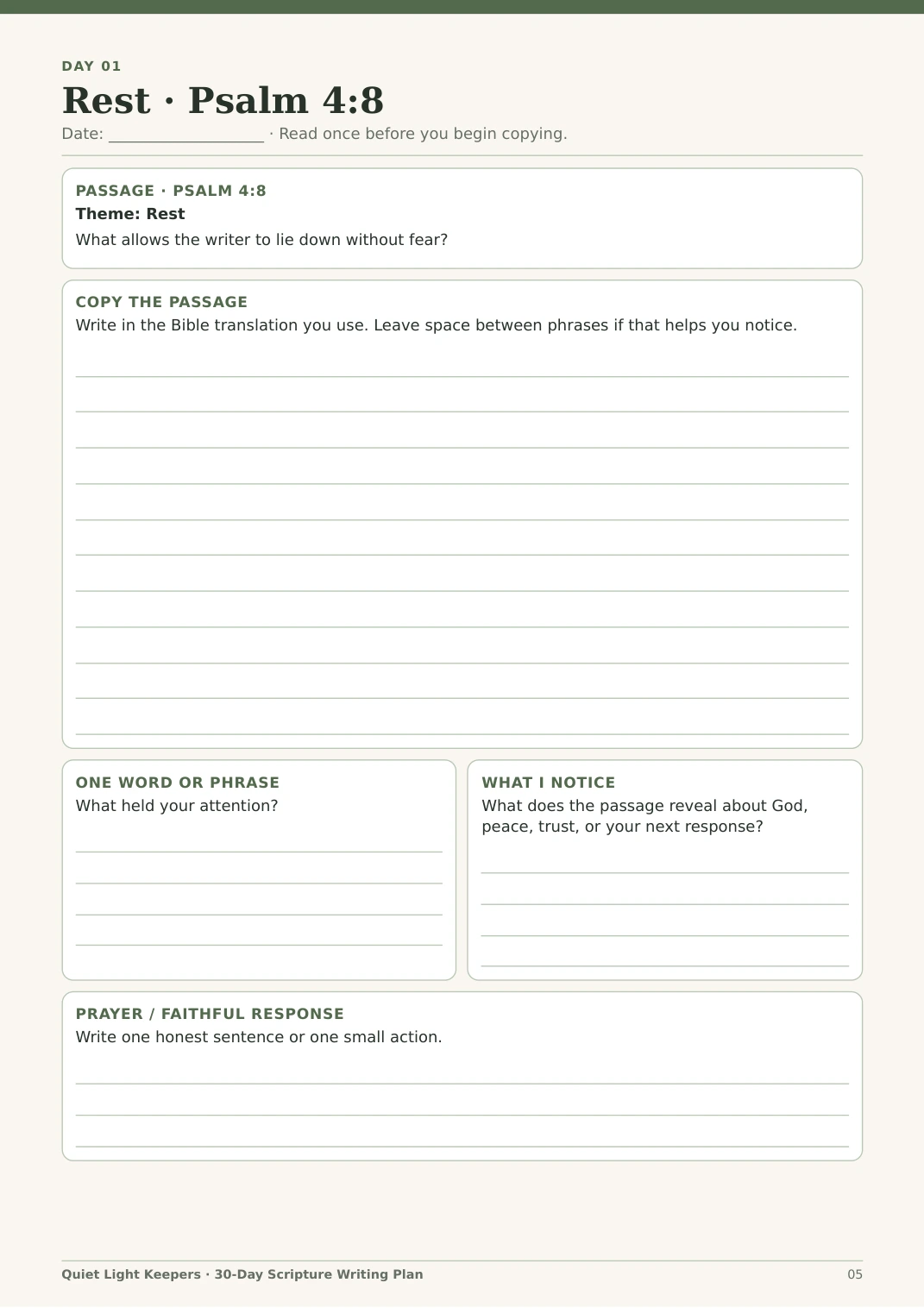 30-Day Scripture Writing Plan — Day One