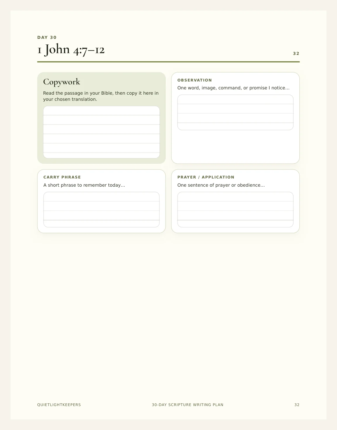 30-Day Scripture Writing Plan — Scripture Writing Plan 30 Day Actual Buyer Preview 3