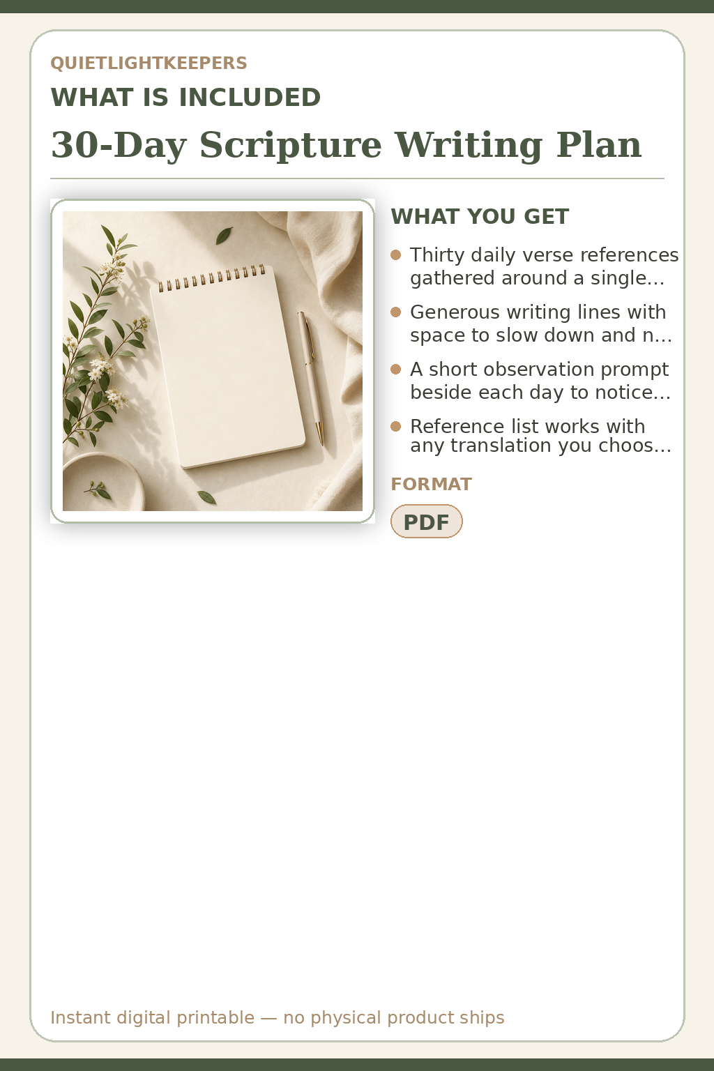 30-Day Scripture Writing Plan — What is included