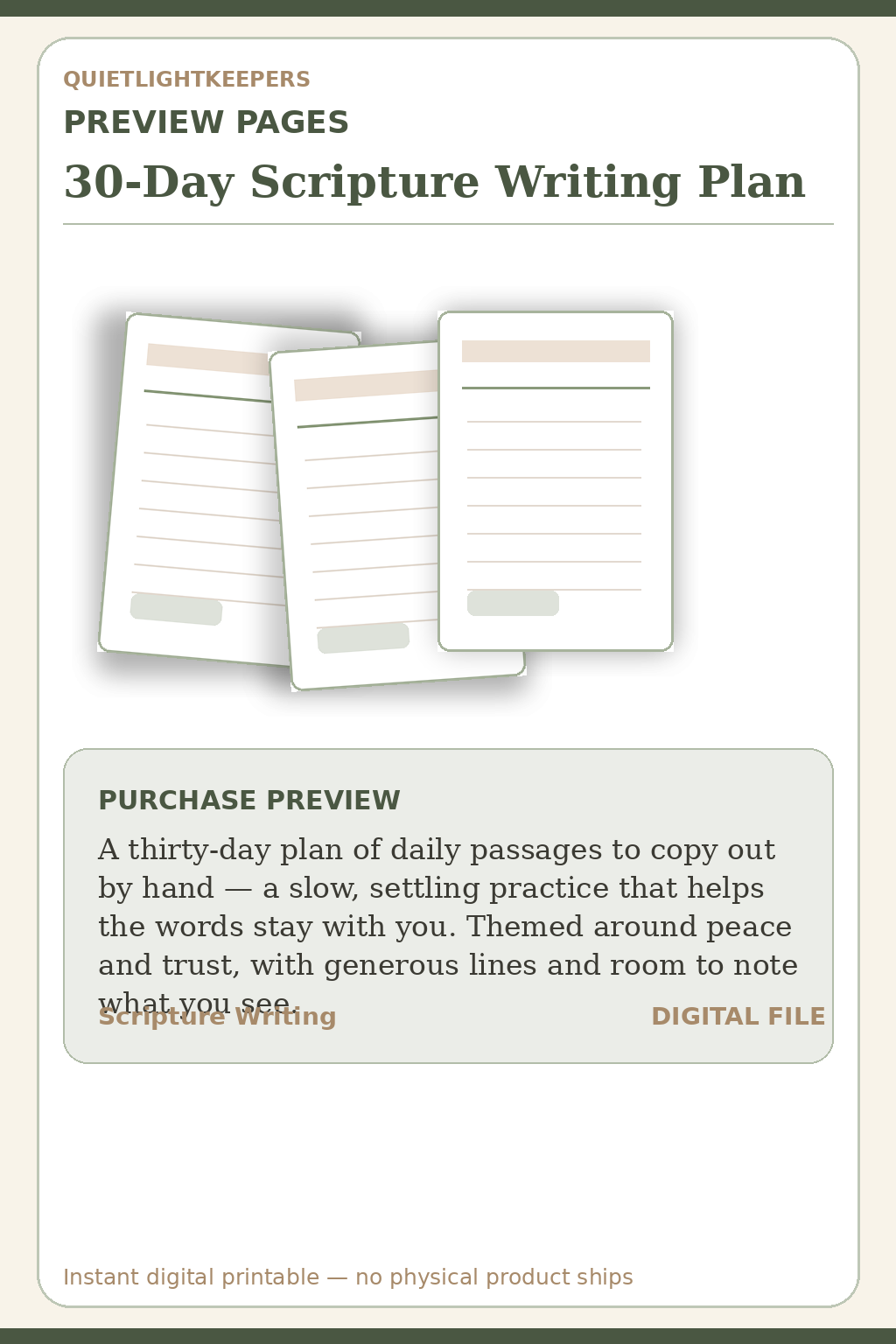30-Day Scripture Writing Plan — Scripture Writing Plan 30 Day Preview Pages