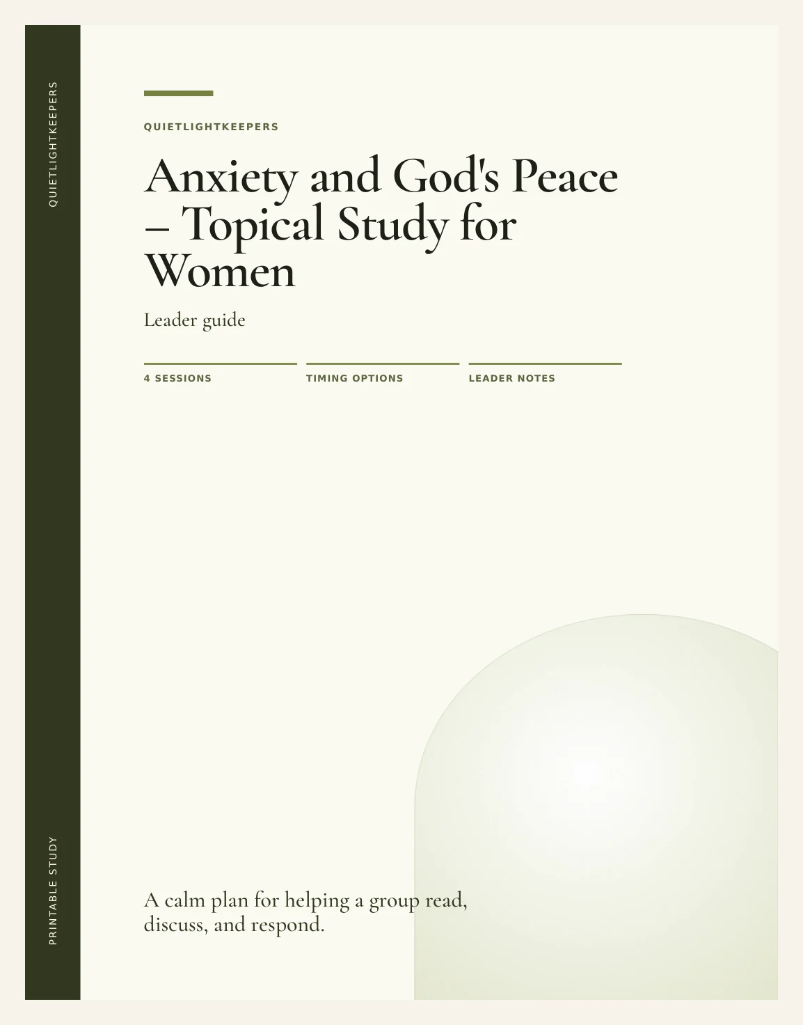 Anxiety and God's Peace — Topical Study for Women — Preview page 1