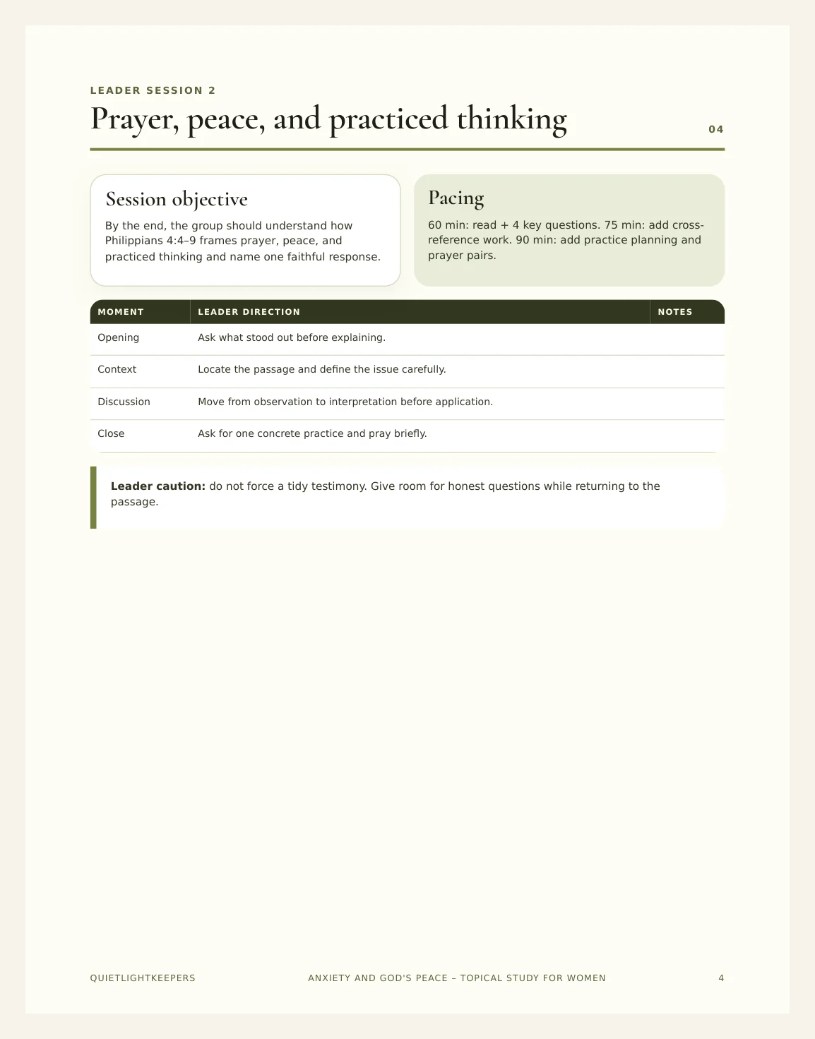 Anxiety and God's Peace — Topical Study for Women — Preview page 2