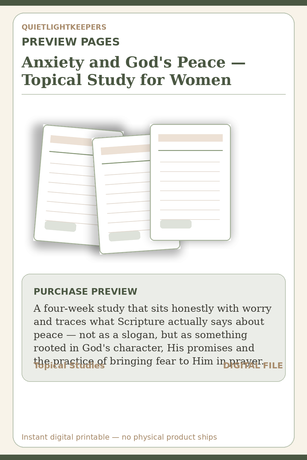 Anxiety and God's Peace — Topical Study for Women — Study Anxiety And Gods Peace Preview Pages