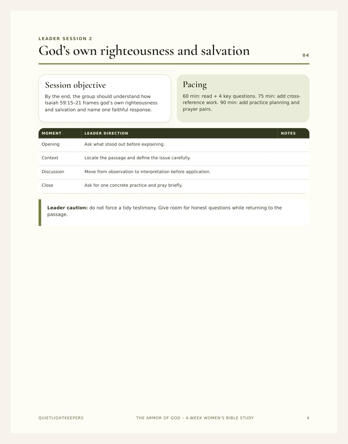 The Armor of God — 4-Week Women's Bible Study — Preview page 2