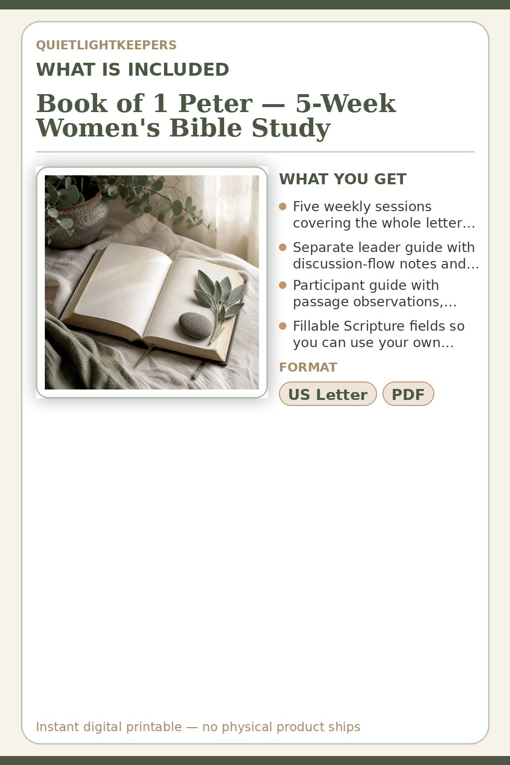 Book of 1 Peter — 5-Week Women's Bible Study — What is included