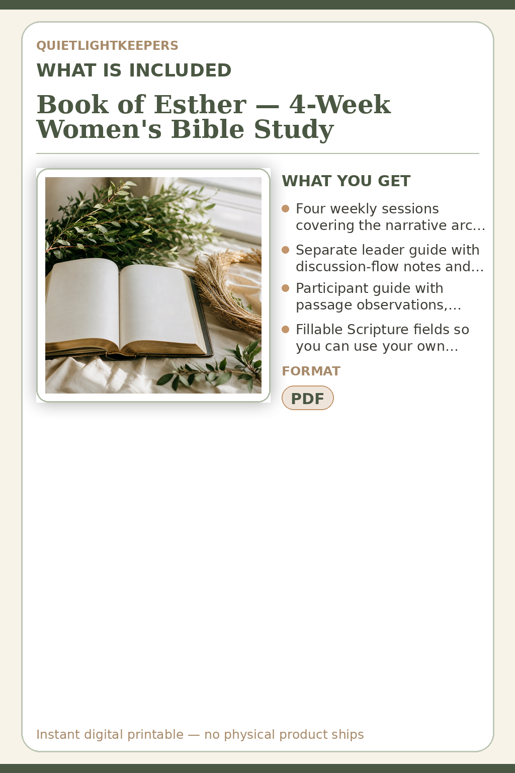 Book of Esther — 4-Week Women's Bible Study — What is included