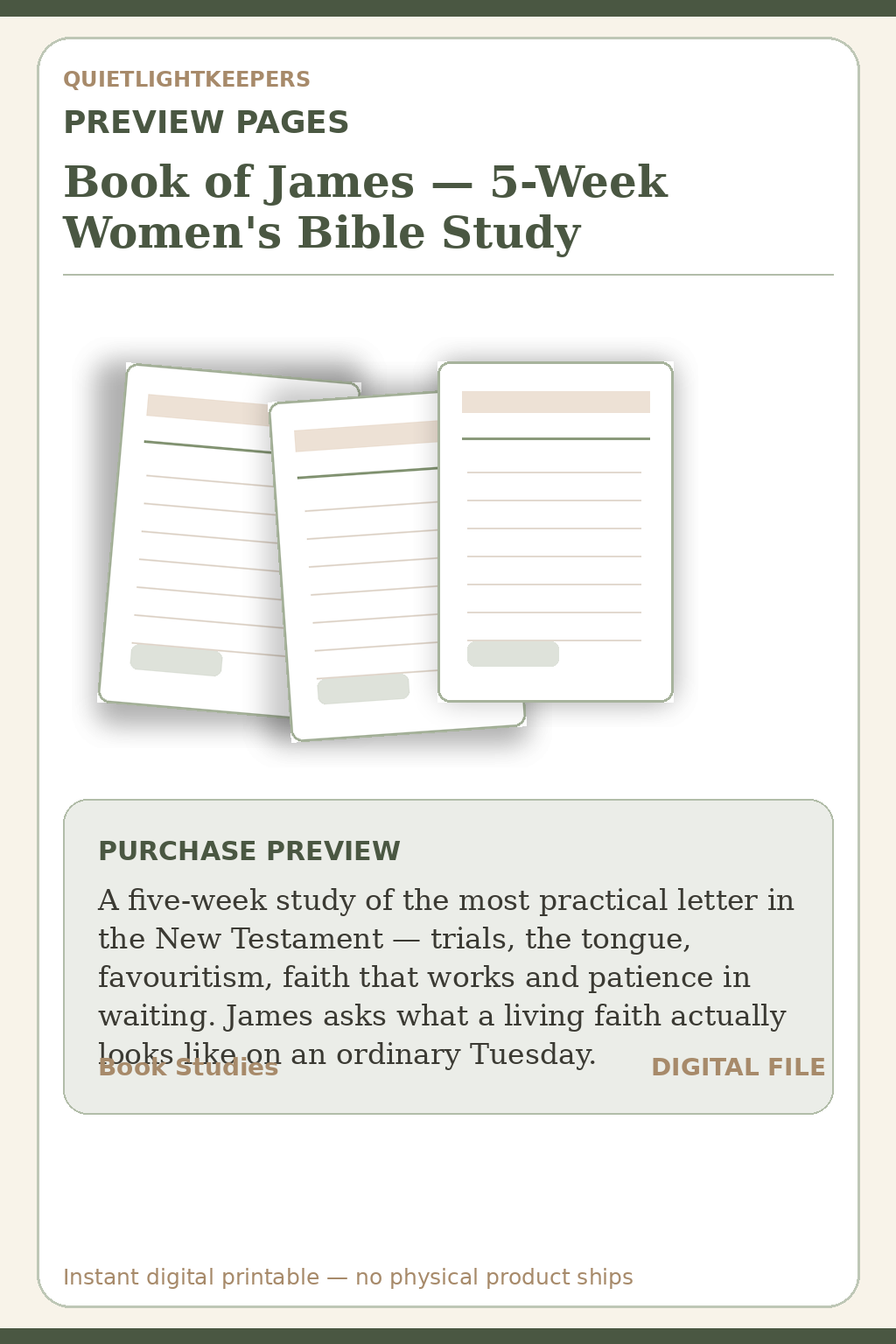 Book of James — 5-Week Women's Bible Study — Study Book Of James Preview Pages