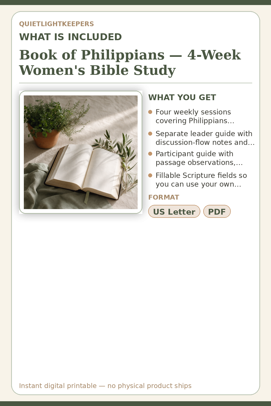 Book of Philippians — 4-Week Women's Bible Study — What is included