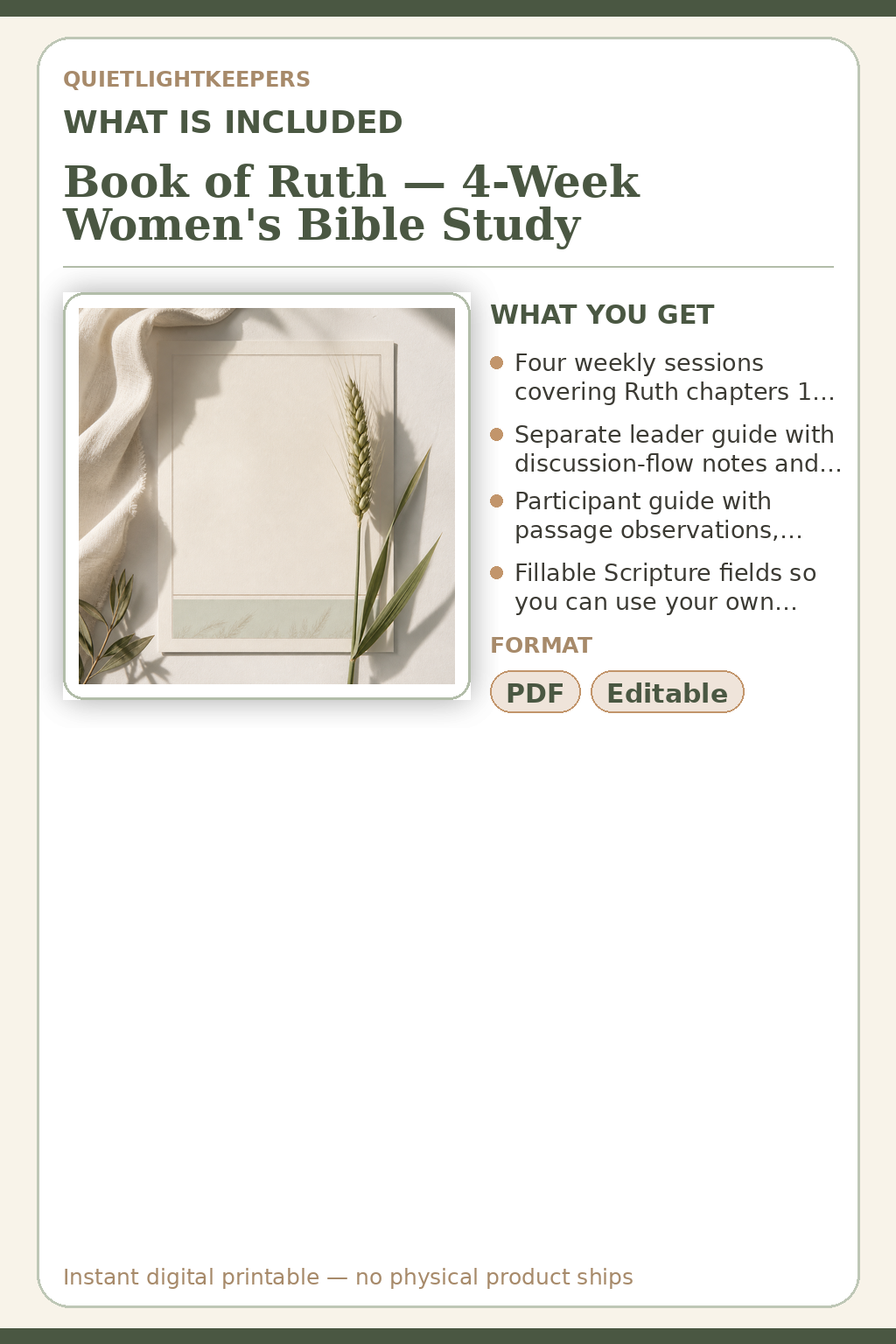 Book of Ruth — 4-Week Women's Bible Study — What is included