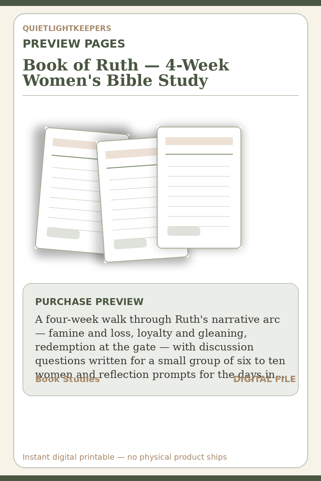 Book of Ruth — 4-Week Women's Bible Study — Study Book Of Ruth Preview Pages