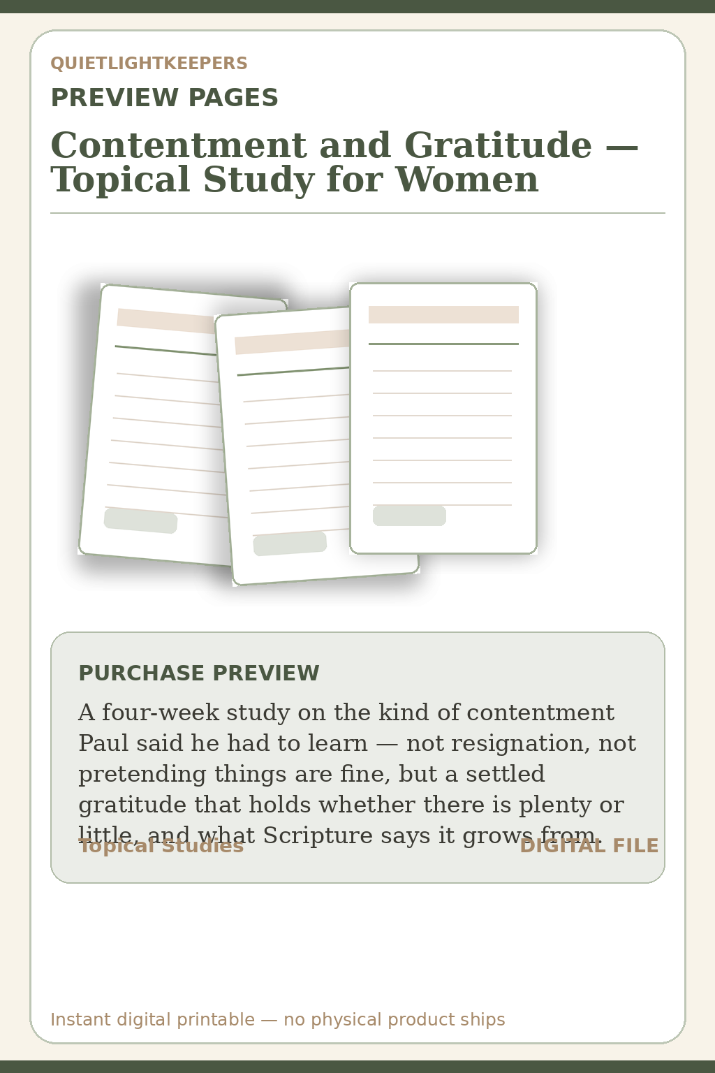 Contentment and Gratitude — Topical Study for Women — Study Contentment And Gratitude Preview Pages
