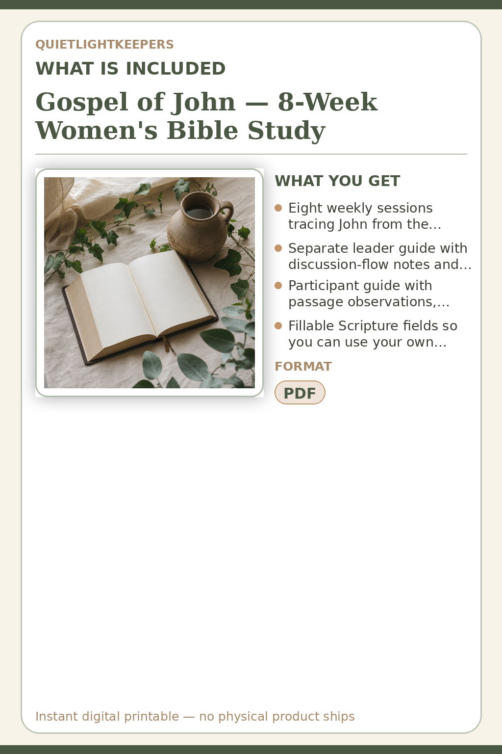 Gospel of John — 8-Week Women's Bible Study — What is included
