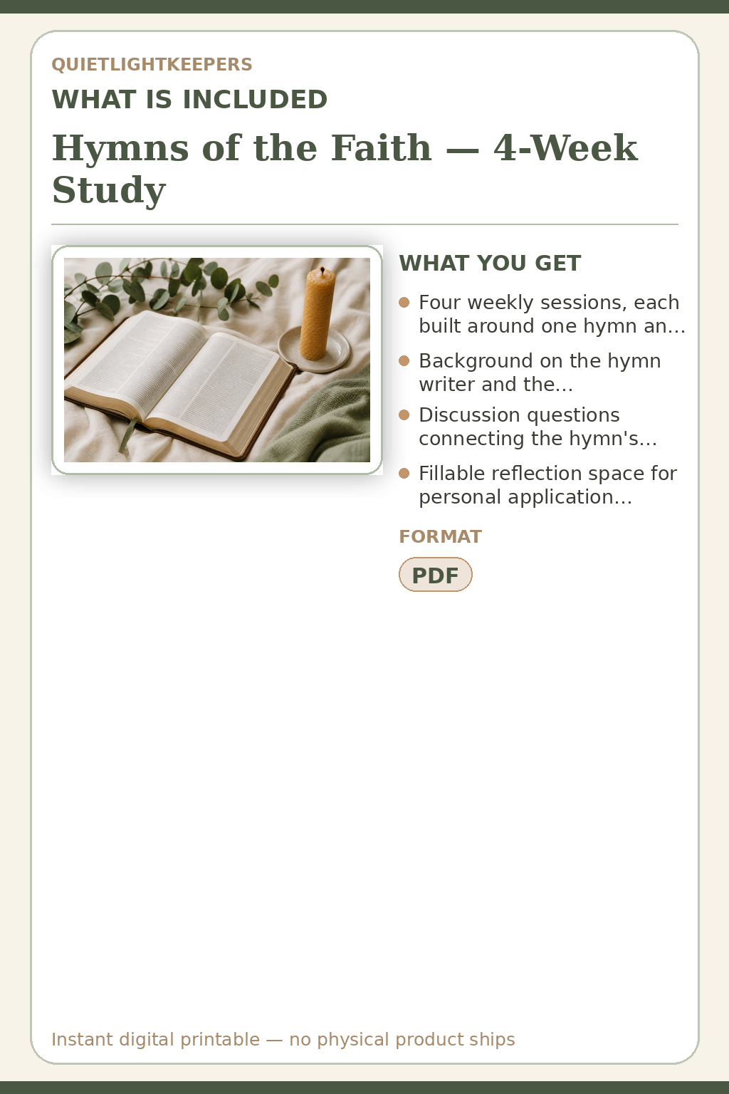 Hymns of the Faith — 4-Week Study — What is included