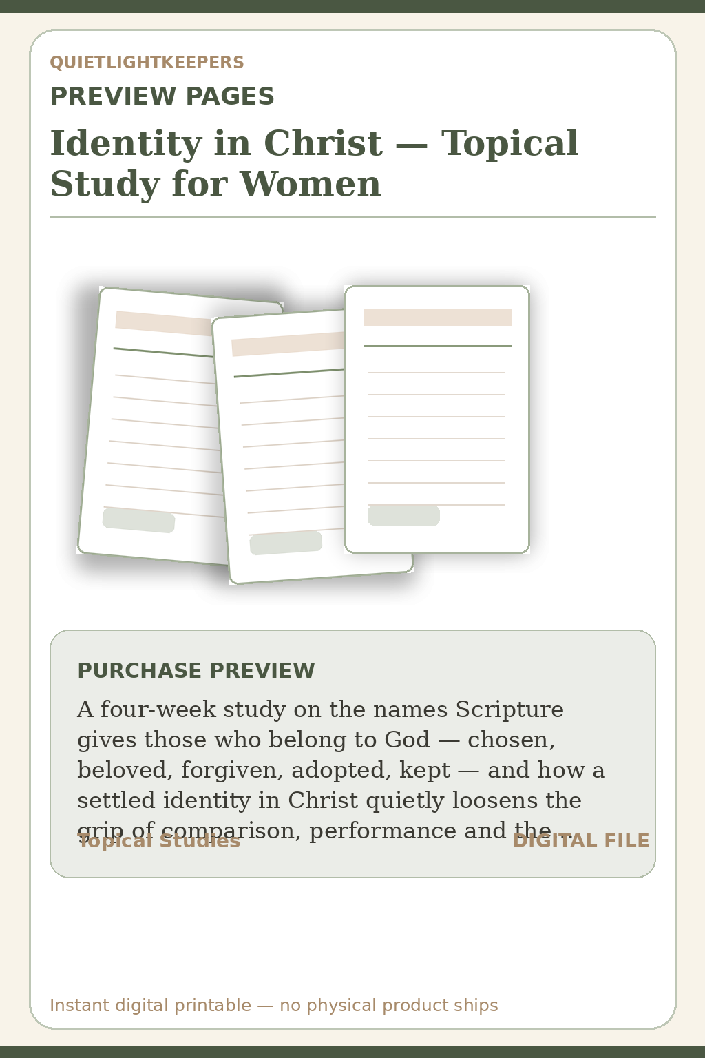 Identity in Christ — Topical Study for Women — Study Identity In Christ Preview Pages
