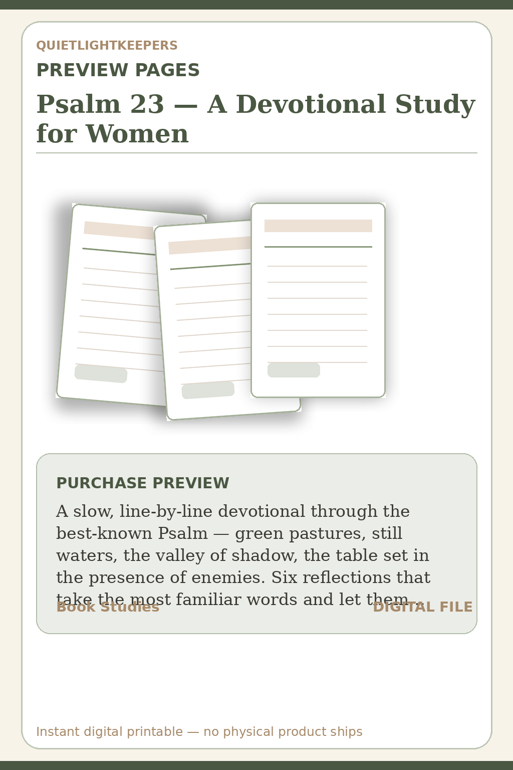 Psalm 23 — A Devotional Study for Women — Study Psalm 23 Preview Pages