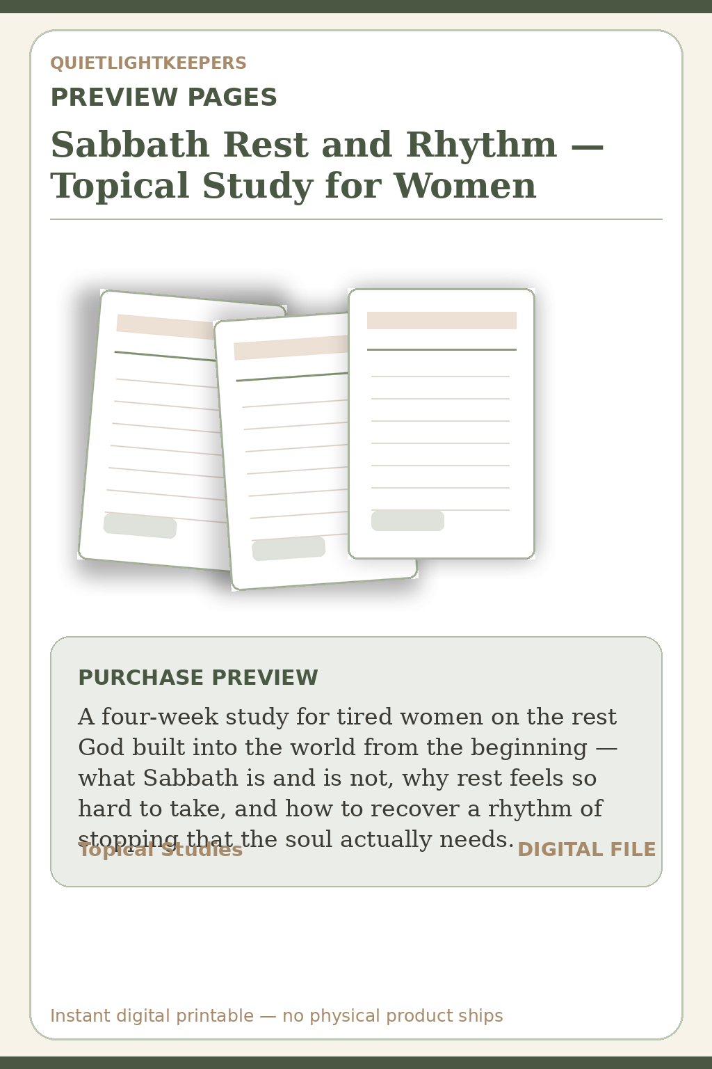 Sabbath Rest and Rhythm — Topical Study for Women — Study Sabbath Rest And Rhythm Preview Pages