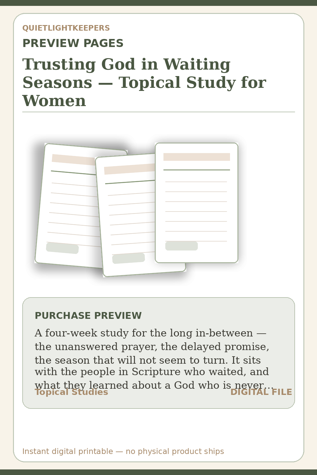 Trusting God in Waiting Seasons — Topical Study for Women — Study Trusting God In Waiting Preview Pages